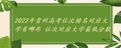 2023年貴州高考位次排名對應大學有哪些 位次對應大學最低分數(shù)